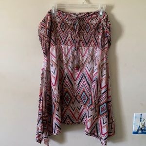 Tribal pattern tube top with string versatile halter